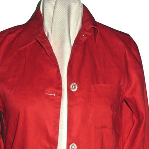 Ralph Lauren Crisp Red Linen Shirt Jacket Lg Med